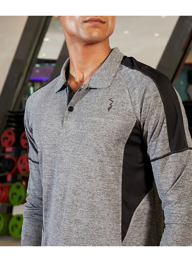 كامبوس سوترا تي شيرت رياضي منقط باللونين الأسود والرمادي للرجال