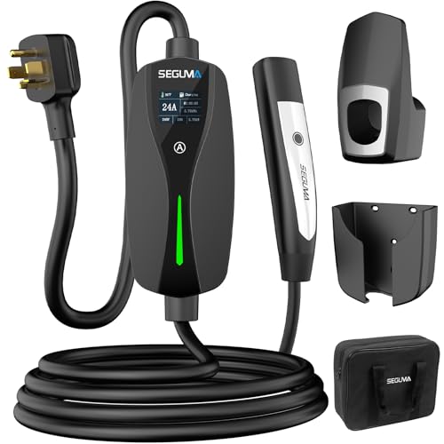 SEGUMA Level 2 Tesla Charger-24Amp 240V, NEMA 14-30 Plug, 25FT Extension Cable, Adjustable Current (10-24A)-Portable Home Mobile EV Charger for Model Y/X/3/S/Cybertruck, Fit 4-Prong Dryer Outlet - Image 1