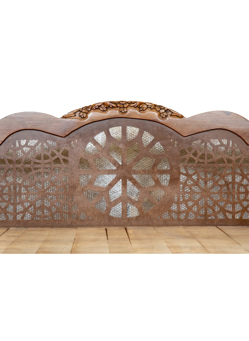 mahome 7 seater Handcrafted Arabic Solid Wood Sofa – Traditional Carved Design with Cushions and carpet. sutable for living room sofa, garden furniture.(plane wood, 150 * 200)  - Image 5