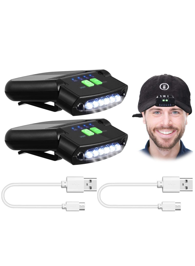 Y&D LED Clip on Cap Lights USB Rechargeable Flashlight Waterproof Ultra Bright Hands-Free Hat Light Headlamp for Fishing Camping Hand Work (2 Pieces ) - Image 1