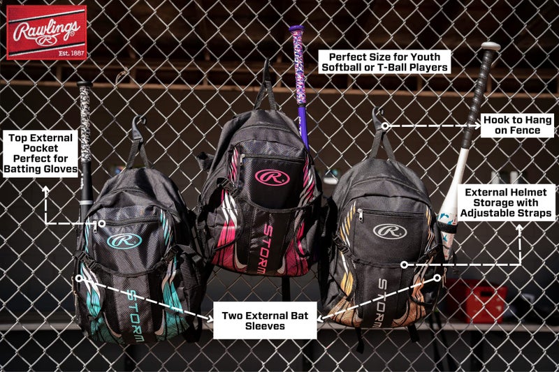 Rawlings | STORM Backpack Equipment Bag | T-Ball / Softball | Mint - Image 4