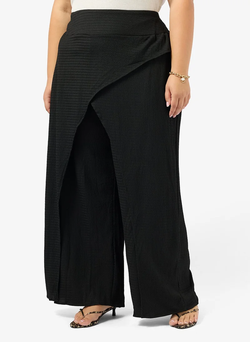 جينجر بلس بنطلون بقصة مستقيمة بتفاصيل لف