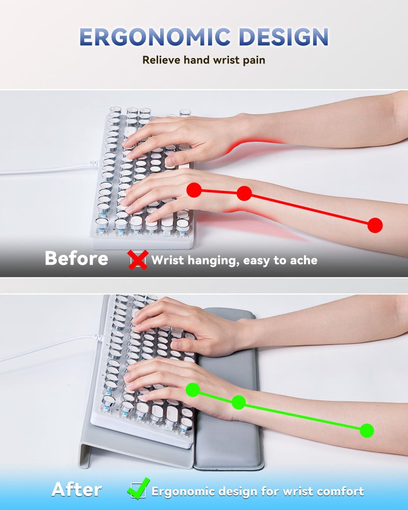 Laborio Computer Keyboard Wrist Rest Stand for Desktop, Keyboard Holder for Easy Typing with Wrist Pad for Office Desk, Home, School (Gray) - Image 3