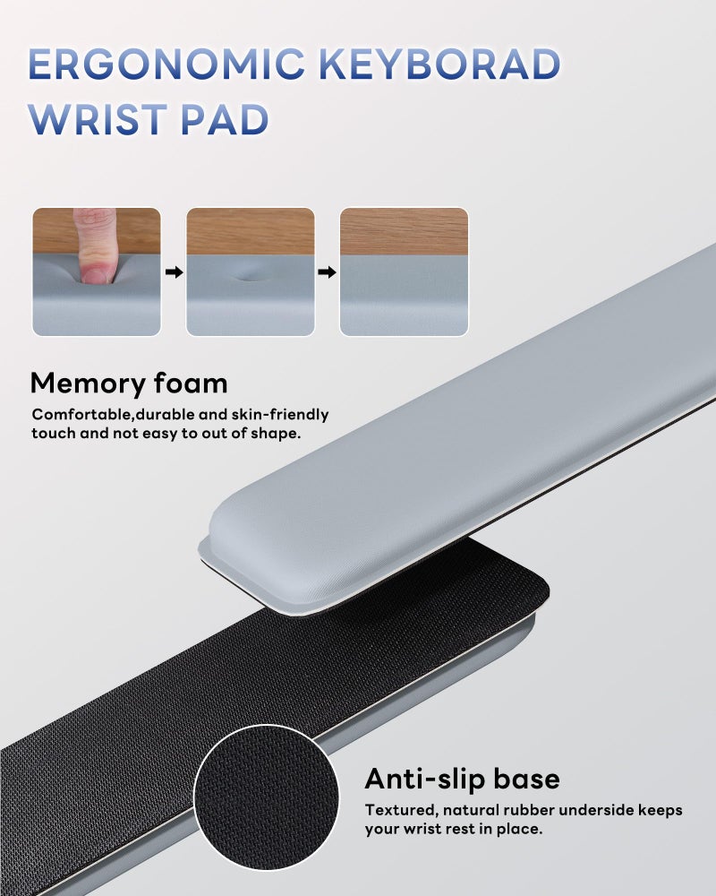 Laborio Computer Keyboard Wrist Rest Stand for Desktop, Keyboard Holder for Easy Typing with Wrist Pad for Office Desk, Home, School (Gray) - Image 5