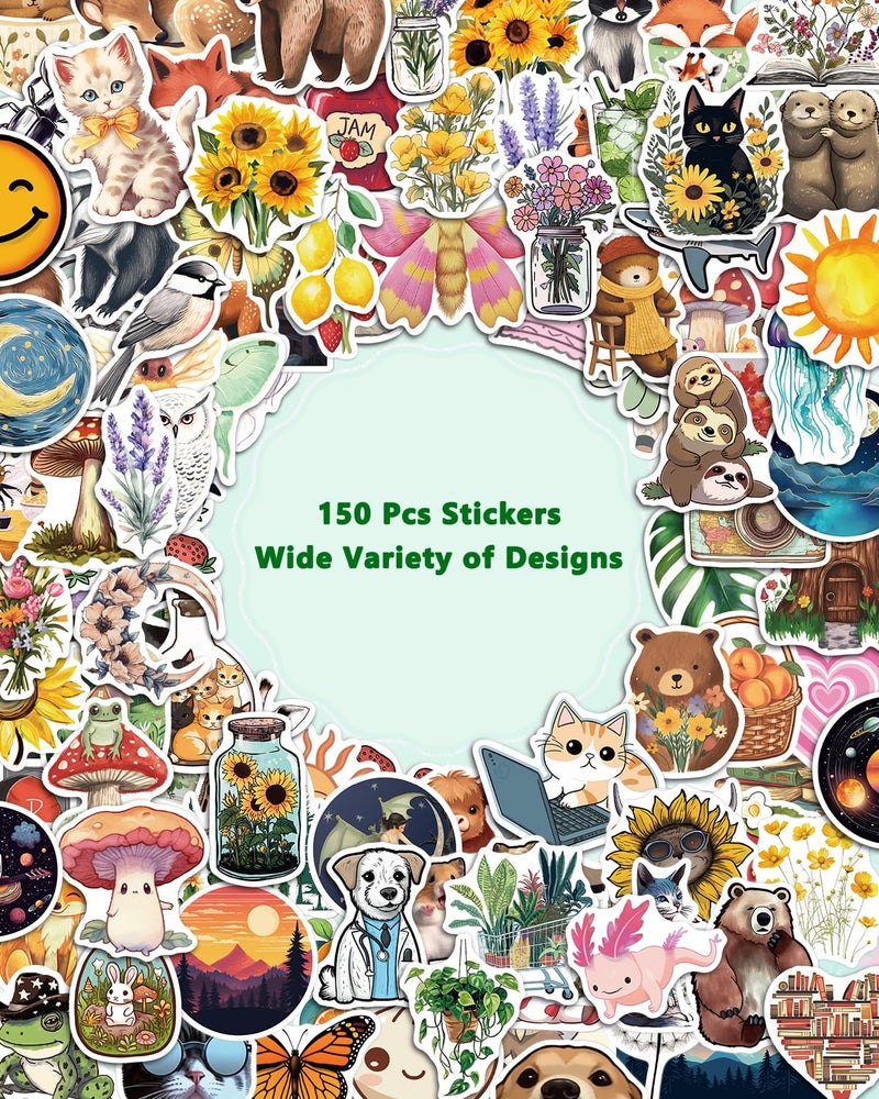 AOWDIAO 150 Pcs Aesthetic Stickers Pack - Waterproof, Durable Designs for Teens, Kids, and Adults - Ideal for Parties, Gifts, and School Projects - Image 2