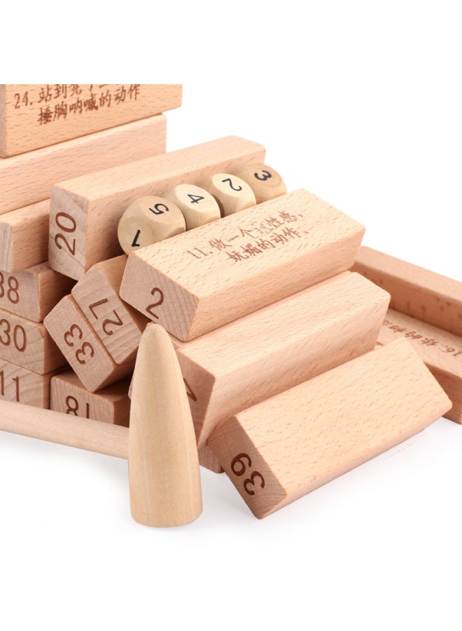 Loquat Children's Layering High Draw Building Blocks Tower Parent-Child Bottom Draw Pay Desktop Games Adult Stacking Toys-Color:60 Pieces In A Barrel With Large Numbers + Text For Adults + Free Full Set Of - Image 5