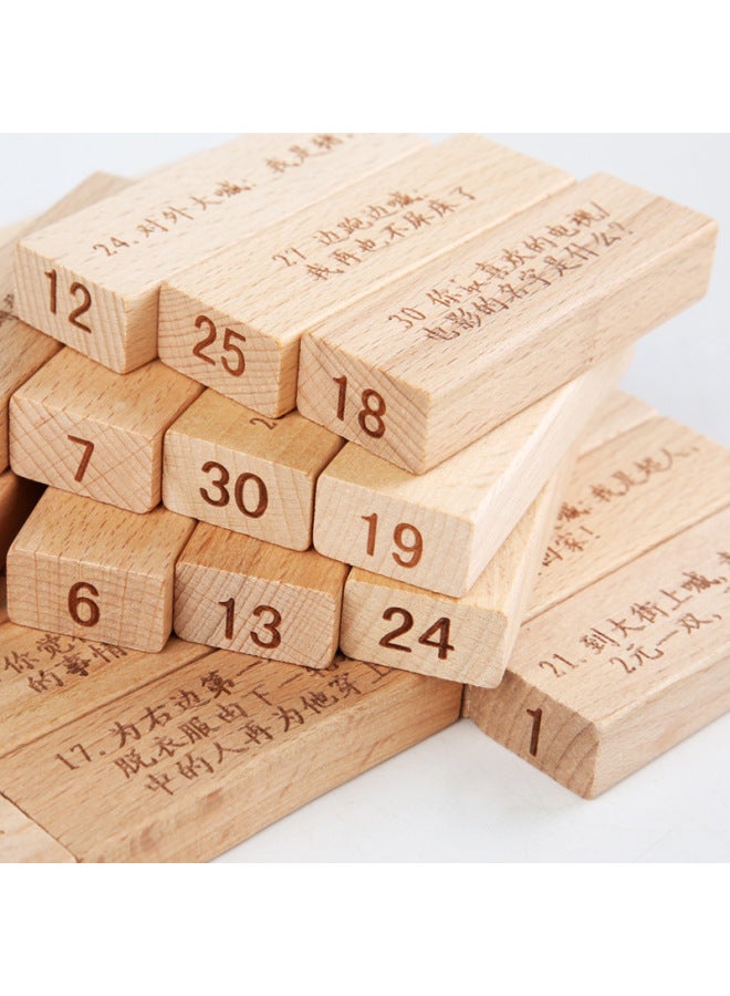 Loquat Children's Layering High Draw Building Blocks Tower Parent-Child Bottom Draw Pay Desktop Games Adult Stacking Toys-Color:60 Pieces In A Barrel With Large Numbers + Text For Adults + Free Full Set Of - Image 4