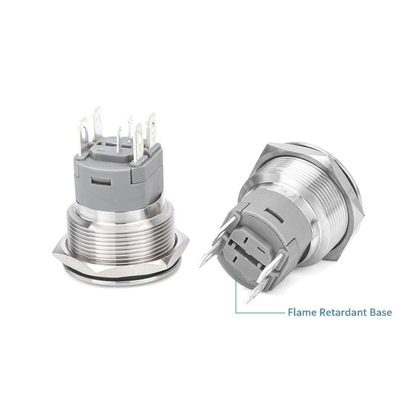 مفتاح ضغط دائري 19 ملم أبيض قوي ذاتي القفل 3-6 فولت مقاوم للماء مع ضوء LED دائري - Image 5