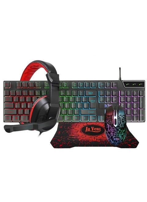 Ja Venz Keyboard And Mouse Gaming Combo With Headphone and Mousepad