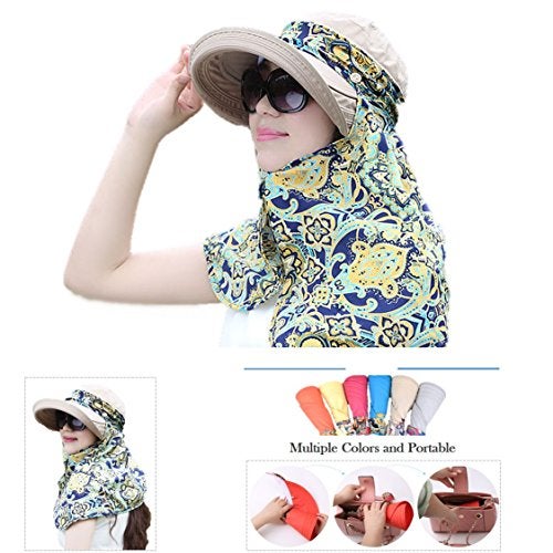 iHomey Roll Up Wide Brim Sun Visor UPF 50+ UV Protection Sun Hat with Neck Protector Khaki - Image 5