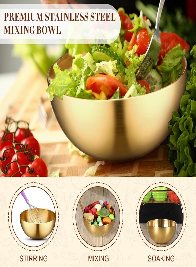 نوجو مجموعة نوجو من 6 أوعية خلط ذهبية من الفولاذ المقاوم للصدأ للحبوب والأرز والمعكرونة والوجبات الخفيفة والفواكه والمقبلات والطبخ والخبز والتقديم (5.9 بوصة) - Image 4