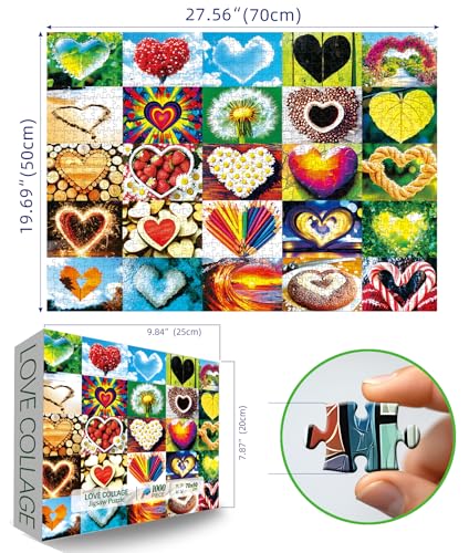 Blueforest Love Heart 1000 Piece Puzzle for Adults Valentines Love Collage Puzzles for Adults 1000 Pieces Colorful Love Shaped Jigsaw Puzzles 1000 Pieces Family Challenging Puzzle 275X196 - Image 5