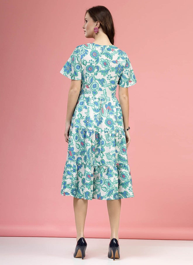 PlusS Floral Printed Midi Dress for Women - Image 5