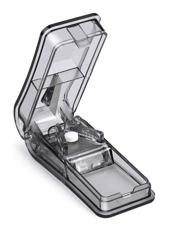 Pill Splitter with Blade and Storage Compartment (Black) - Image 1