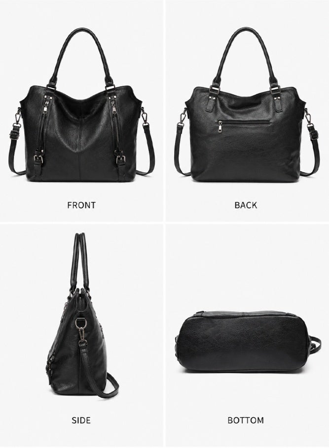 SHABILI Women Shoulder Bag Tote Satchel Wallet Set, Ladies Crossbody Sling Bag with Card Holder, PU Leather Large-Capacity Multiple Pockets Daily College Work School Travel Shopping Party Casual Use (Black) - Image 4