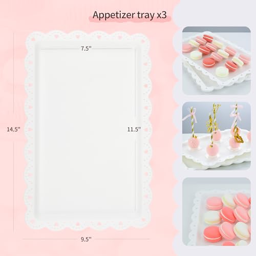 NWK Pack of 10 NWK Cake Stand Set with 3 x Two-Tier and 3 x Three-Tier Cupcake Stands, 4 x Appetizer Trays, for Birthday Baby Bridal Shower Party (White) - Image 5
