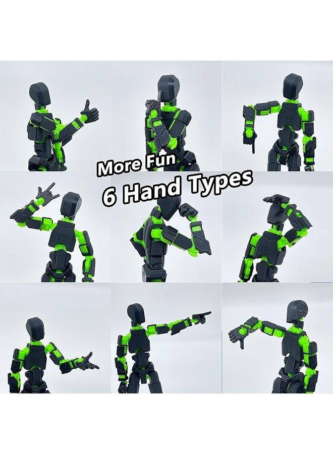 أورجنيزر مجموعة مجسمات، روبوت تايتان 13، مطبوع بتقنية الطباعة ثلاثية الأبعاد، روبوت 13 لاكي 13 مفصلي، هدية لهواة الجمع، ديكورات سطح المكتب، أسود/أخضر/أحمر/أسود. - Image 5