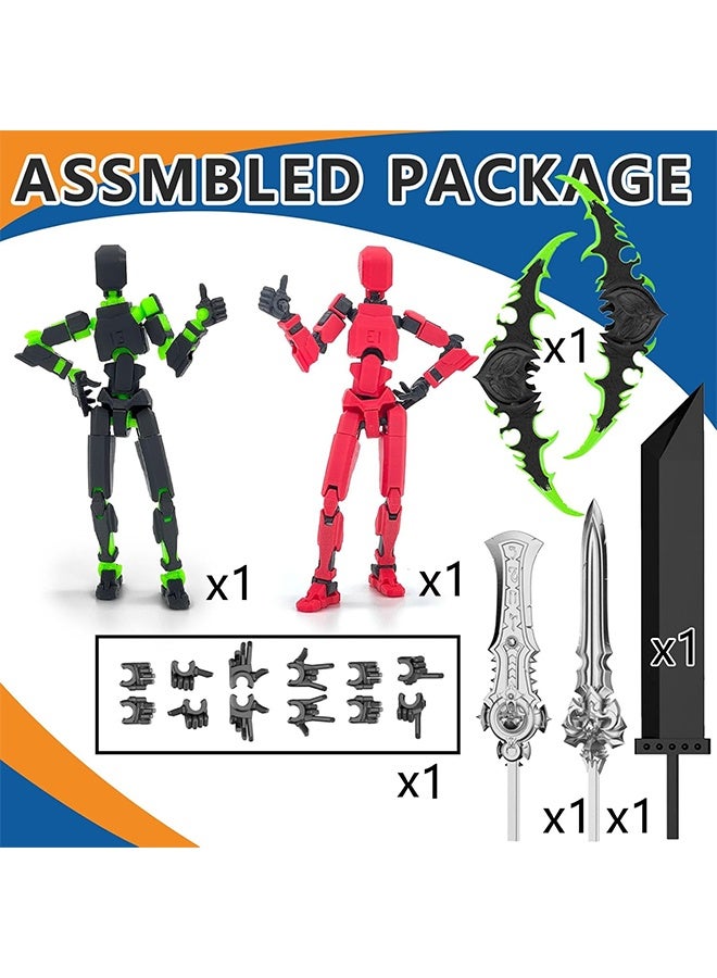 أورجنيزر مجموعة مجسمات، روبوت تايتان 13، مطبوع بتقنية الطباعة ثلاثية الأبعاد، روبوت 13 لاكي 13 مفصلي، هدية لهواة الجمع، ديكورات سطح المكتب، أسود/أخضر/أحمر/أسود. - Image 2