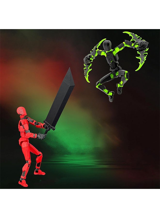 أورجنيزر مجموعة مجسمات، روبوت تايتان 13، مطبوع بتقنية الطباعة ثلاثية الأبعاد، روبوت 13 لاكي 13 مفصلي، هدية لهواة الجمع، ديكورات سطح المكتب، أسود/أخضر/أحمر/أسود. - Image 3