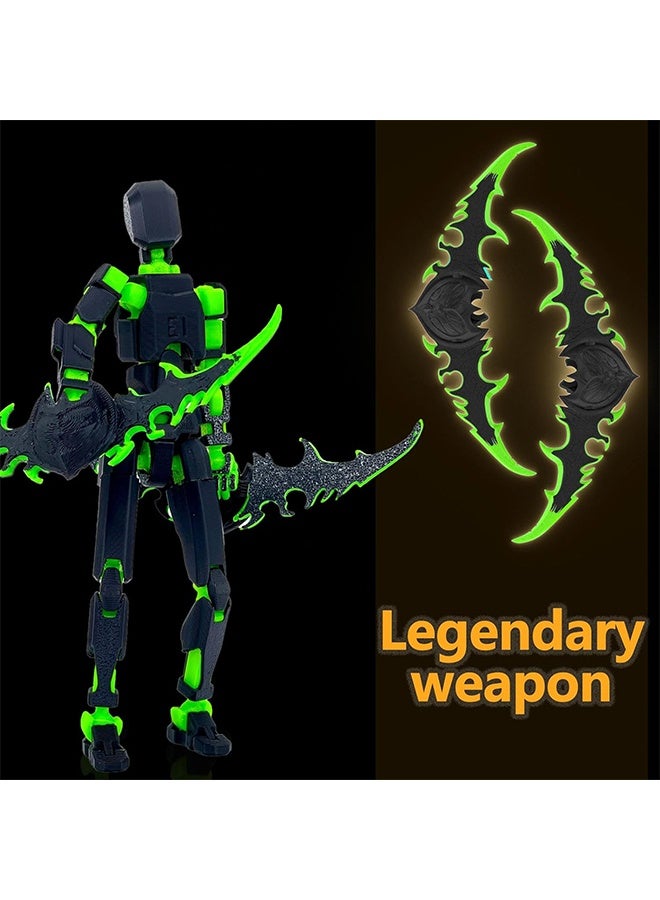 أورجنيزر مجموعة مجسمات، روبوت تايتان 13، مطبوع بتقنية الطباعة ثلاثية الأبعاد، روبوت 13 لاكي 13 مفصلي، هدية لهواة الجمع، ديكورات سطح المكتب، أسود/أخضر/أحمر/أسود. - Image 4