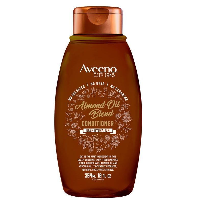 Aveeno Almond Oil Blend Sulfate-Free Conditioner with Avocado Oil for Intense Hydration, Deep Moisturizing Conditioner for Thick, Curly, Frizzy or Coarse Hair, Paraben & Dye-Free, 12 Fl Oz - Image 1
