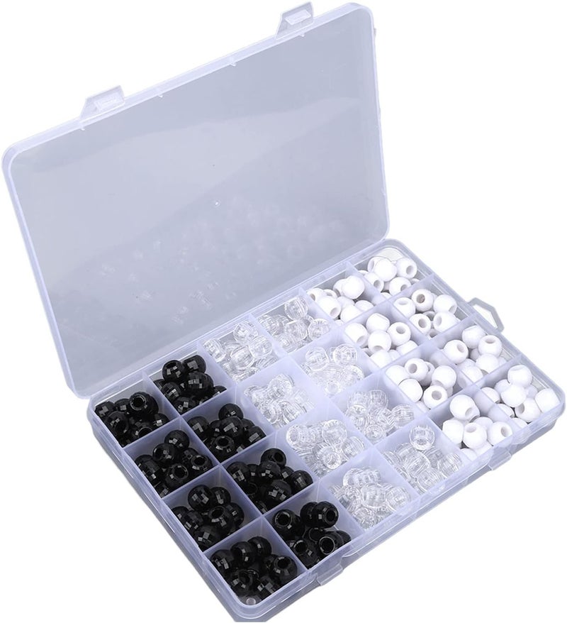 Black and White Beads, 240pcs Dreadlocks Beads 0.5in Hair Tube Beads for Hair Braiding Hair Beads for Braids Beads for Hair Braids Kids for Parties and Daily Use - Image 5