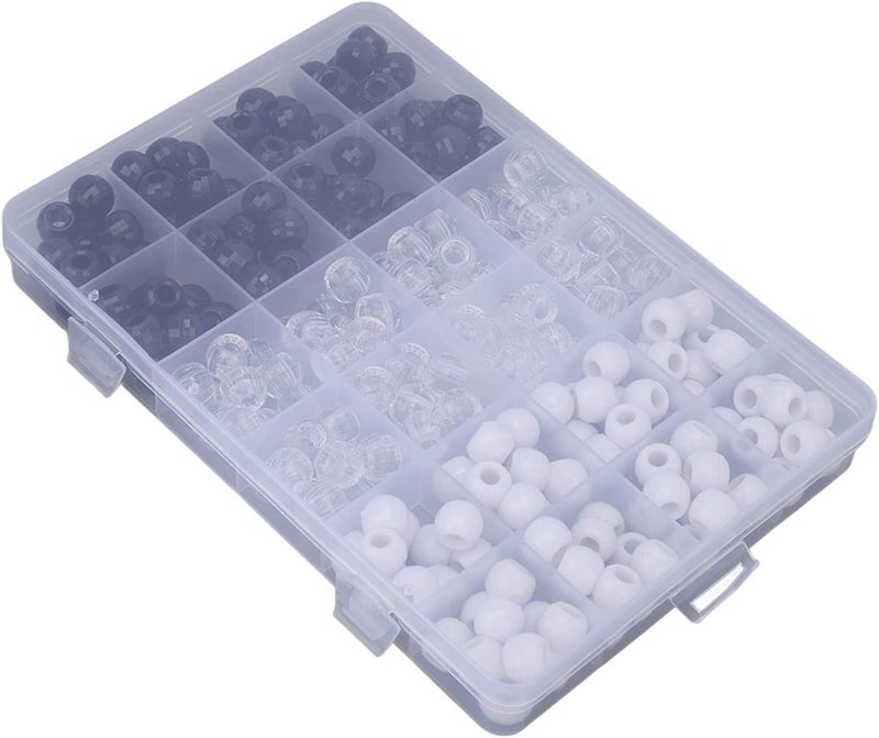Black and White Beads, 240pcs Dreadlocks Beads 0.5in Hair Tube Beads for Hair Braiding Hair Beads for Braids Beads for Hair Braids Kids for Parties and Daily Use - Image 3