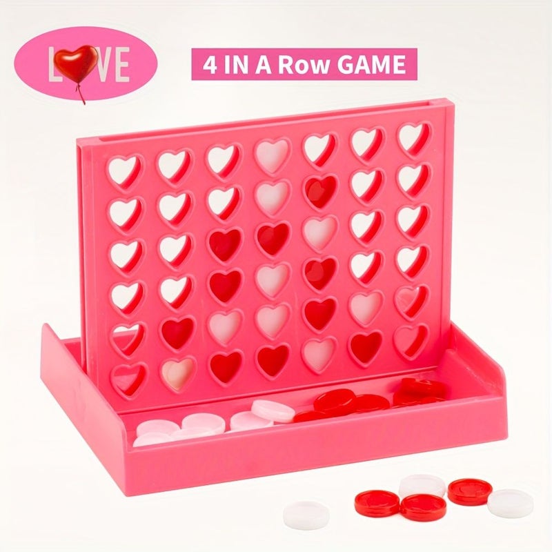 Cherry Red Small Travel Love 4 In A Row Portable Game Foldable Parent Child Gift - Image 1