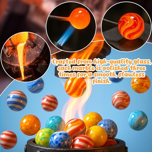 FUTUREPLUSX 20PCS Glass Marbles for Kids, 0.6 Inch Small Colorful Marbles Run Accessories, for Kids Game, Birthday Party Gifts, Parent-Child Games - Image 3