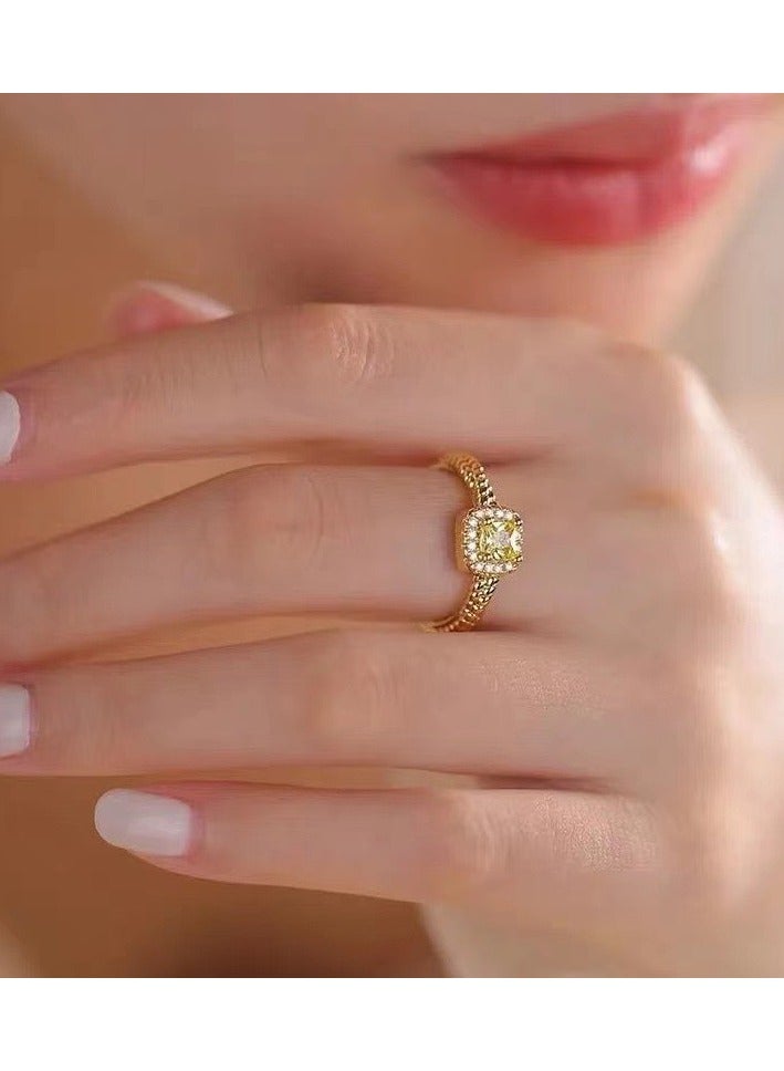 Rings for Girls, Shiny  Rings ,Women's Split Ring Eternity Ring,Ladies Jewelry, luxury and Simplicity for Party Wear Adjustable Size (Gold Colour) - Image 1