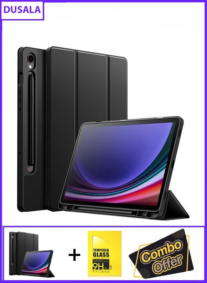 DUSALA 2 in 1 Protective Case for Samsung Galaxy Tab S9 Ultra 14.6 Inch – Tri-Fold Stand, Soft TPU Back, S Pen Holder & Charging Support Auto Wake/Sleep with Glass - Image 1