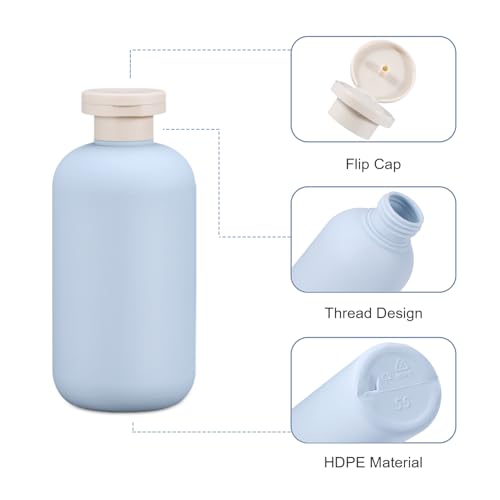 UMETASS 3 PACK Travel Shampoo Bottle, Empty Plastic Squeeze Bottles 6.8oz with Flip Cap, Lotion Container for Toiletries Travel Size Shampoo and Conditioner - Image 3