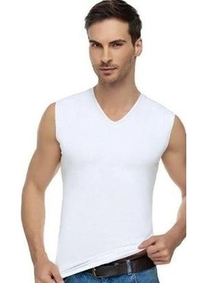 Passion Elite 3-Piece Men's Combed Cotton Elastane V Neck Zero Sleeve Undershirt