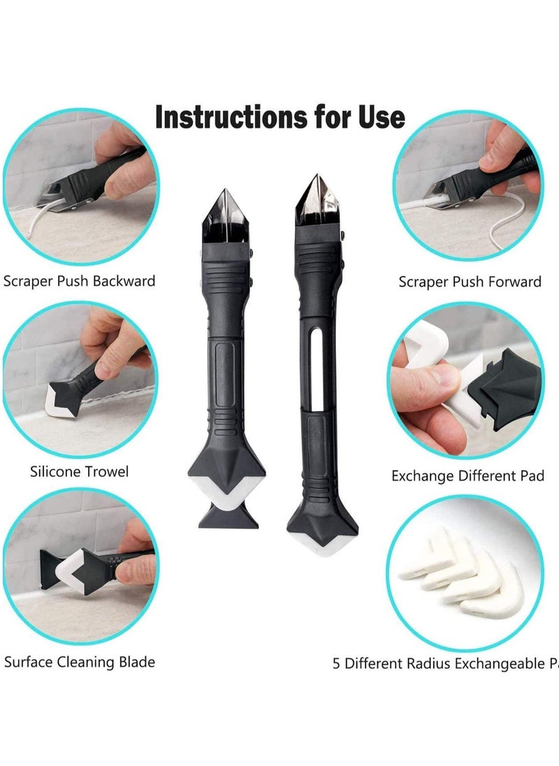 Generic - caulking tool, caulk remover, 5 in 1 caulk tool kit, silicone caulk and plastic Scraper for Kitchen, Bathroom, Window and Sink Joint blue - Image 1