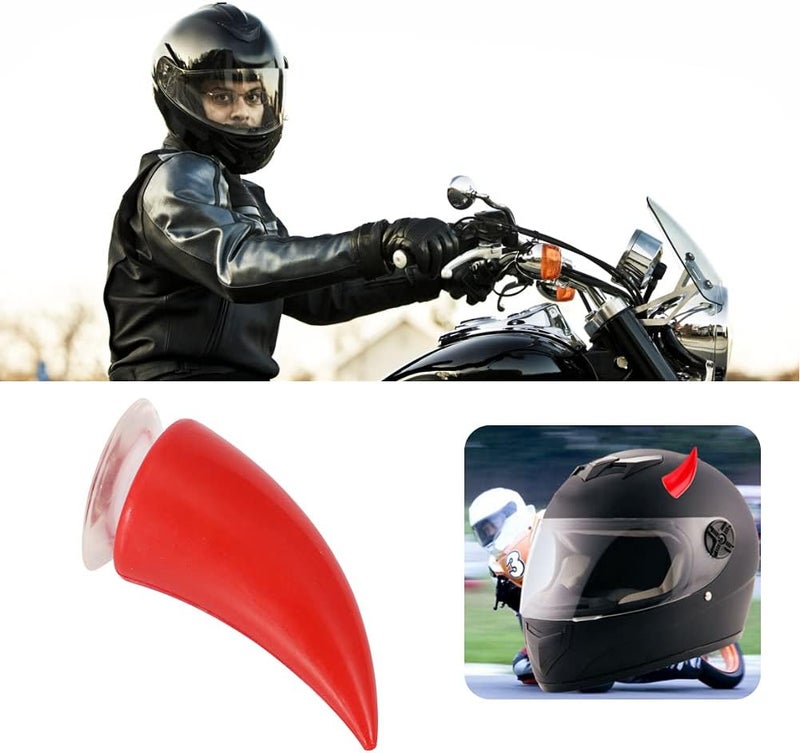 Keenso Cost effective fine quality Motorcycle Helmet Horn, Motorcycle Helmet Devil Horn with Sucker Decoration Accessories (Red) Long use oriented quality - Image 1