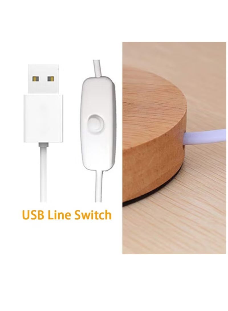 مصباح طاولة بجانب السرير، كابل USB لمصابيح غرف النوم LED، مصباح مكتب منضدة، قاعدة مستديرة من الخشب الصلب البسيط مع غطاء قماشي لغرفة المعيشة، غرفة الأطفال، المكتب - Image 2