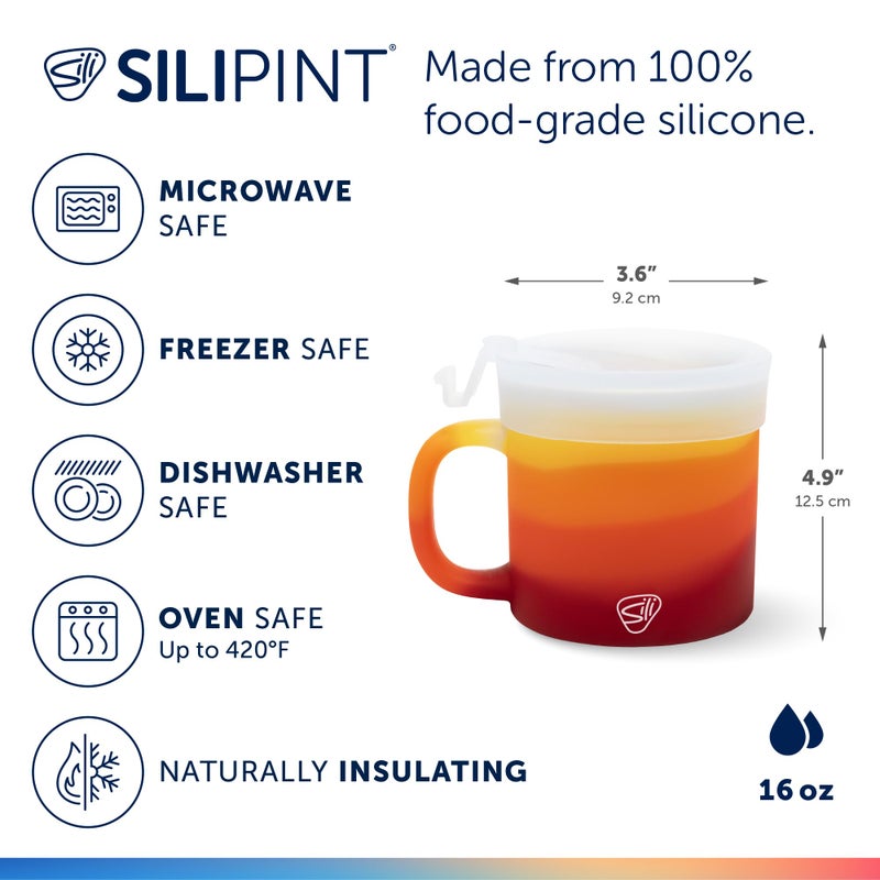 Silipint 16oz Silicone Coffee Mug Tumbler with Flip Lid â€“ Unbreakable Dishwasher Safe Microwave Oven & Freezer Compatible â€“ Non-Toxic Reusable Cup for Hot Coffee Tea or Cold Drinks (Marigold) - Image 2