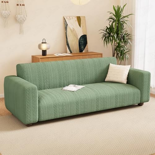 Lukzer 3 Seater Pastel Green Zigzag Pattern Sofa Cover | 240 GSM Universal Stretch Fit Jacquard Fabric Couch Protector | Fully Covered Anti Slip & Washable Sofa Cover (180-230cm/SC-076-03) - Image 3