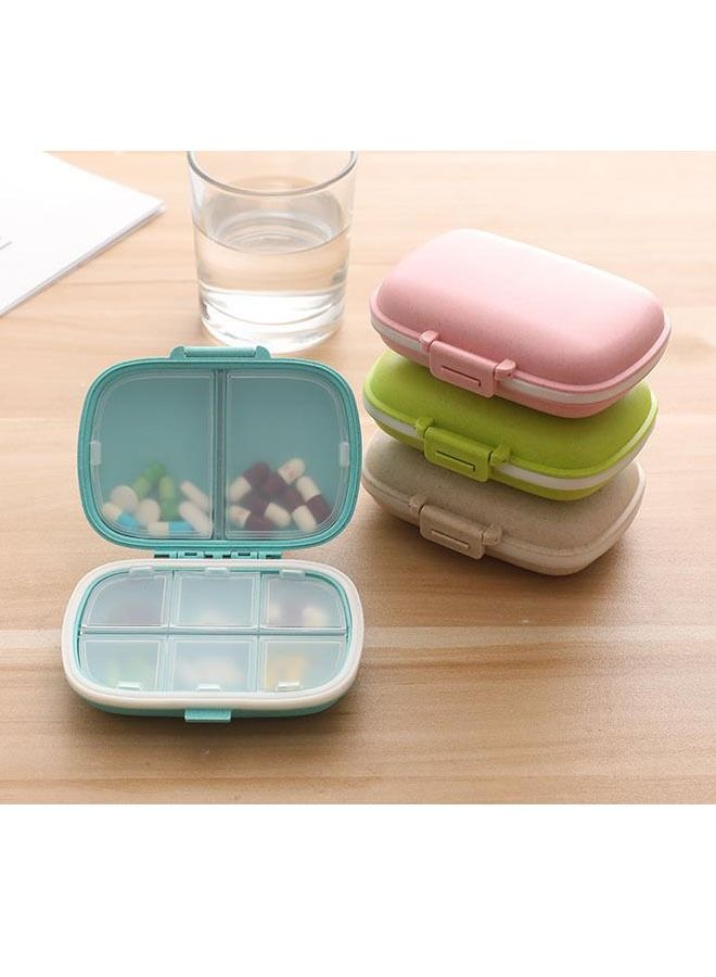 8 grids organizer container for tablets travel pill box with Seal ring Small box for tablets Wheat straw container for medicines (BLUE)  - Image 5