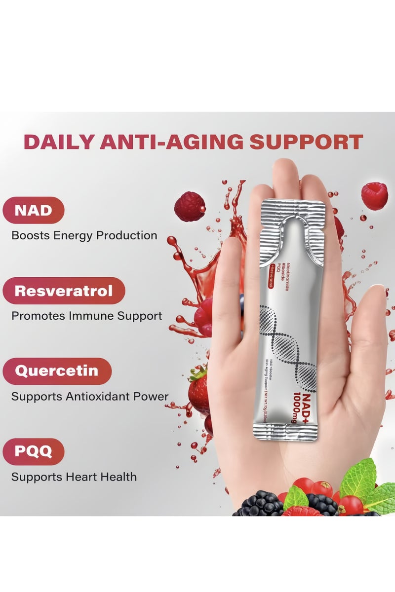 ناد 1000mg مكملات عالية NAD+ NAD+ السائل ، الريبوسيد النيكوتيناميد وريسفيراترول مع PQQ ، يعزز الطاقة الخلوية والتركيز والشيخوخة الصحية - 1 الكمبيوتر الشخصي - Image 2