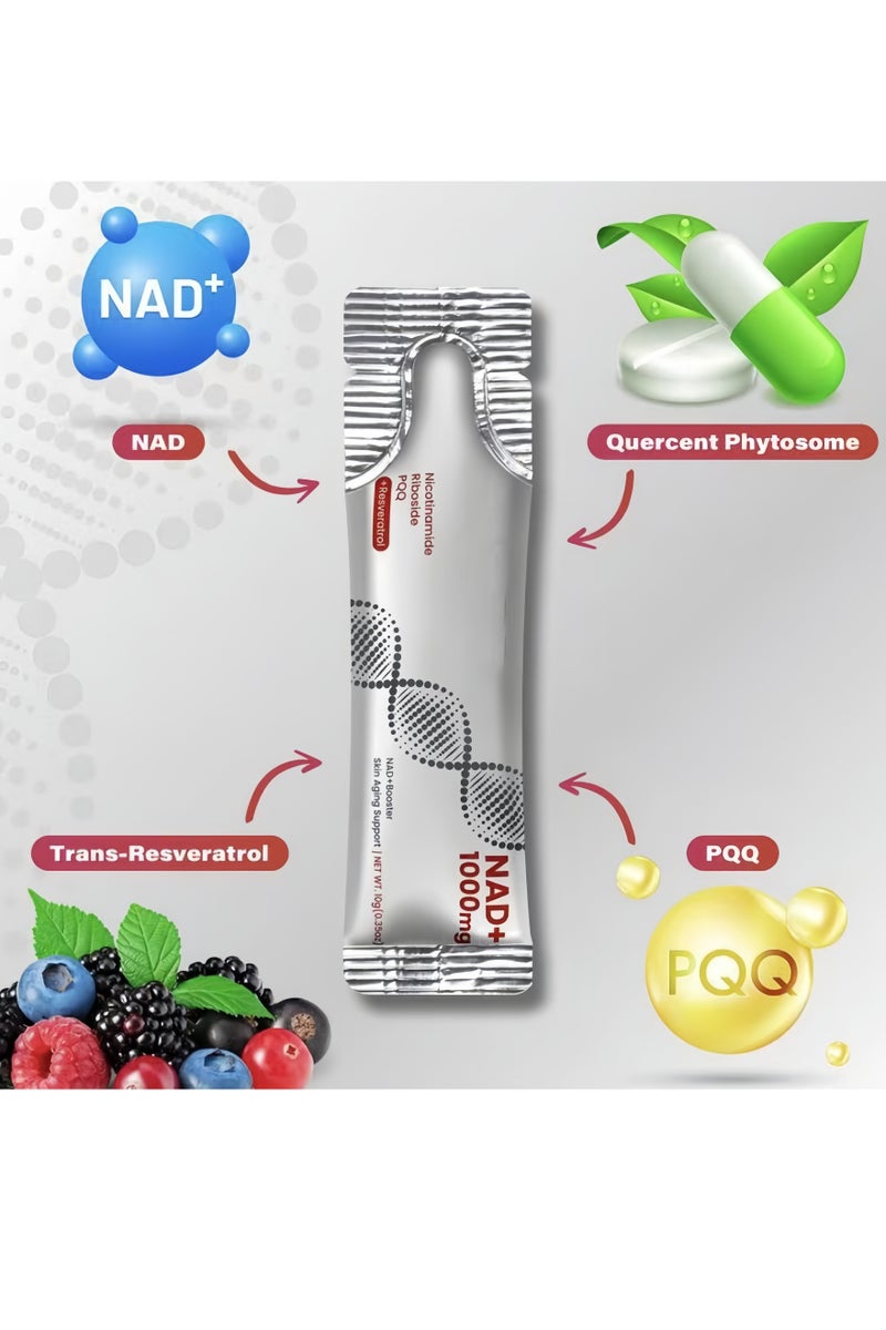 ناد 1000mg مكملات عالية NAD+ NAD+ السائل ، الريبوسيد النيكوتيناميد وريسفيراترول مع PQQ ، يعزز الطاقة الخلوية والتركيز والشيخوخة الصحية - 1 الكمبيوتر الشخصي - Image 3