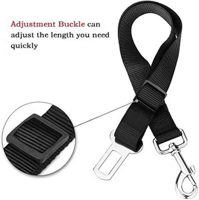 WapaW Dog Seat-Belt, Adjustable Black Nylon Vehicle Tether for Pets, Cat Car Restraint Lead (Pack of 1, Black) Precision processed material - Image 3