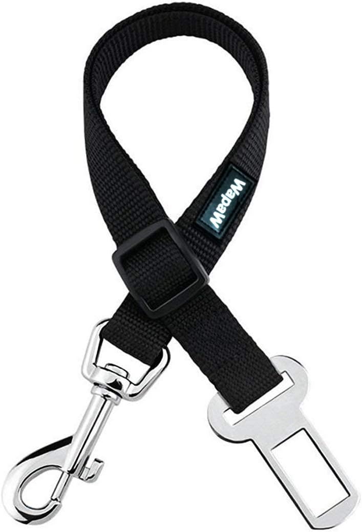 WapaW Dog Seat-Belt, Adjustable Black Nylon Vehicle Tether for Pets, Cat Car Restraint Lead (Pack of 1, Black) Precision processed material - Image 1