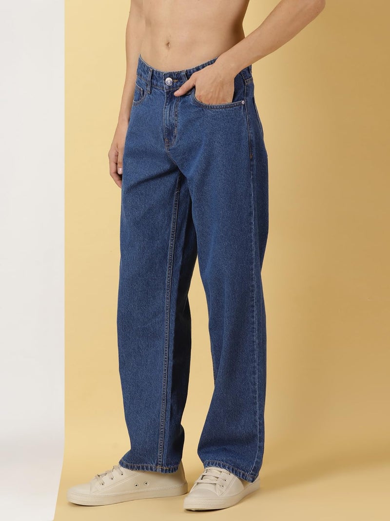 Thomas Scott Men's | Relaxed Fit | Mild Wash | Wide Leg | Baggy fit | Casual | Jeans for Men (TSJ079_Midblue_38) - Image 3