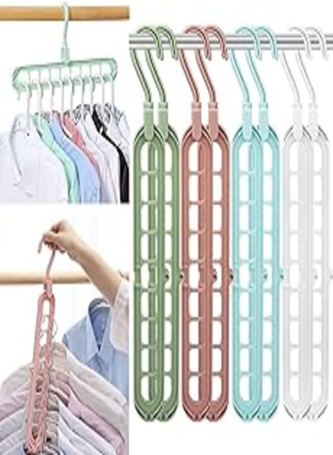 Magic Space Saving Clothes Hangers Multifunctional Smart Closet Organizer Premium Wardrobe Clothing Cascading Hanger 9 Slots, Innovative Design for Heavy Clothes, Shirts Pants Dresses Coats(8 Pack)