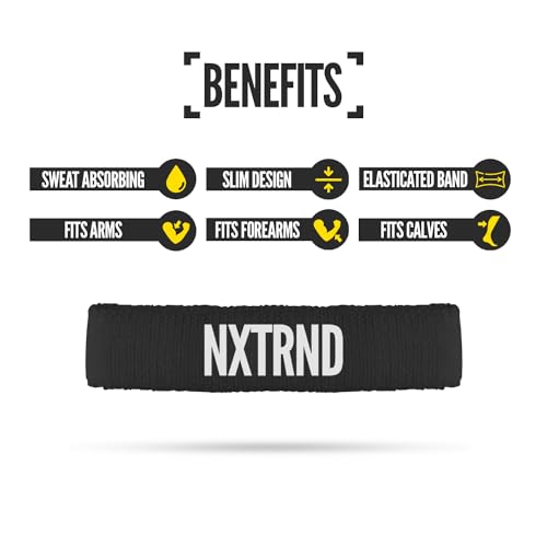 NXT NXTRND Nxtrnd Bicep Bands for Football, Slim Arm Sweat Bands, Sold as a Pair (Black) One Size Fits Most - Image 3