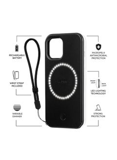 LuMee Halo Selfie Case For Apple Iphone 12 Pro Max Studio-Like Front & Back Light W/ Variable Dimmer & Micropel Matte Black  - Image 2