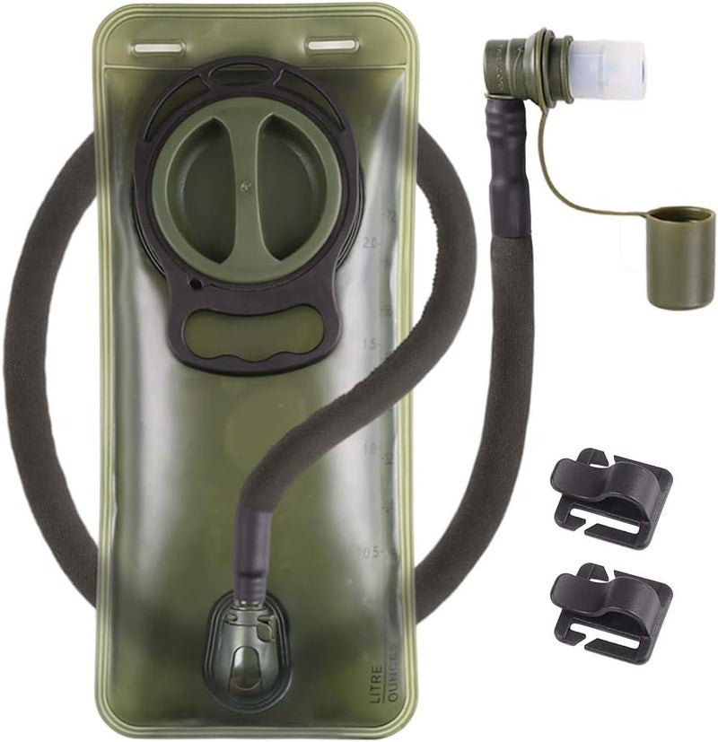 LANNEY 2L Hydration Bladder, BPA Free Water Bladder for Hiking Backpack 2 Liter Military Green Water Storage Bag with Insulated Tube, Hydration Back Pack Replacement for Outdoor Camping Running Cycling - Image 1