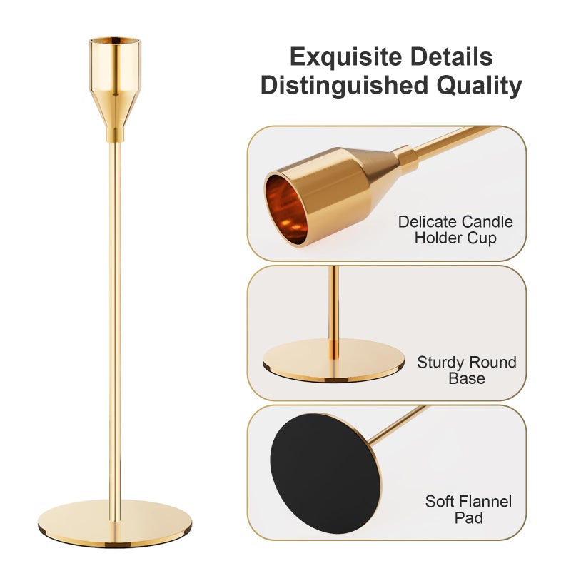 NLBTW NLBTW French Gold Taper Candle Holders Set of 24 Candlestick Holders Bulk Metal Candle Stick Holder Decor for Wedding  Dinning  Party or Anniversary  Fits 3/4 Inch Thick Candle  - Image 5