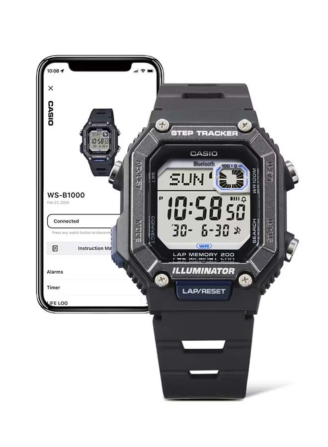 CASIO Men's Digital Rectangle Shape Resin Wrist Watch - WS-B1000-1AVDF - 41.3 Mm - Image 3